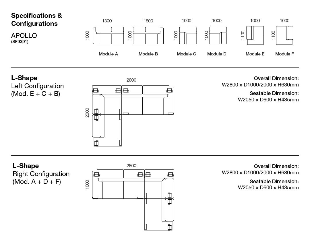 Apollo Sofa spec drawing